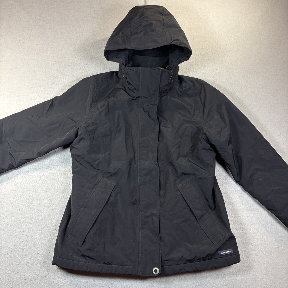 Lands End Squall Jacket Women's Medium Waterproof Insulated Hooded Rain Black